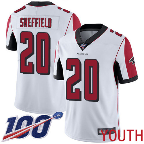 Atlanta Falcons Limited White Youth Kendall Sheffield Road Jersey NFL Football #20 100th Season Vapor Untouchable